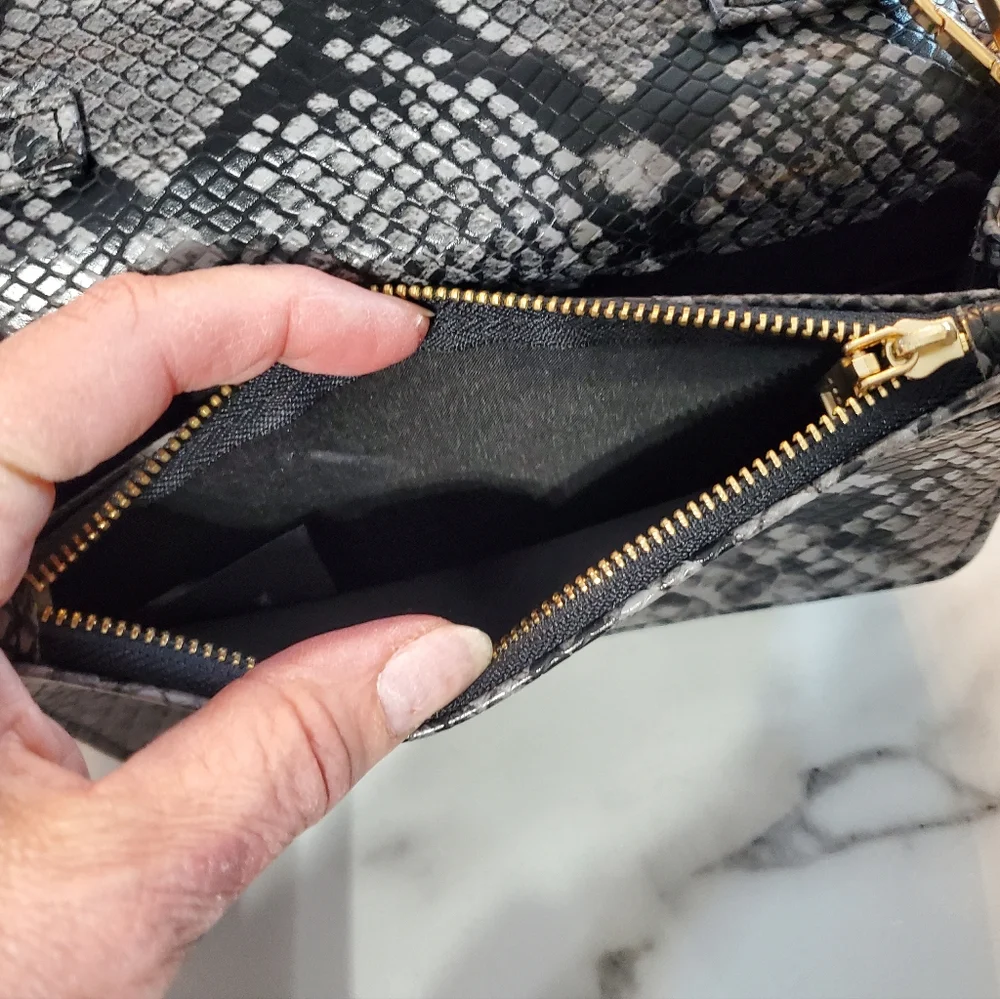 Bebe Purple Snakeskin Crossbody Bag